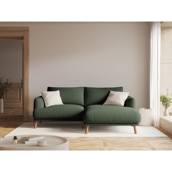 Žalios spalvos kampinė sofa (su dešiniuoju kampu/su gultu) Naomi – Micadoni -image-1