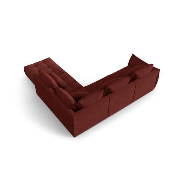 Kampinė sofa raudonos spalvos (su dešiniuoju kampu/„L“ formos) Bloom – Micadoni Home-image-3