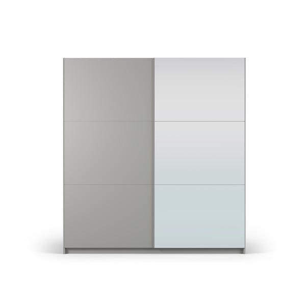 Pilka spinta su veidrodžiu ir stumdomomis durimis 200x215 cm Lisburn - Cosmopolitan Design