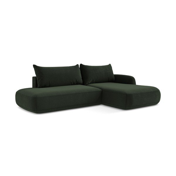 Tamsiai žalios spalvos sulankstoma kampinė sofa (su dešiniuoju kampu/su gultu) Hale – Makamii-image-3