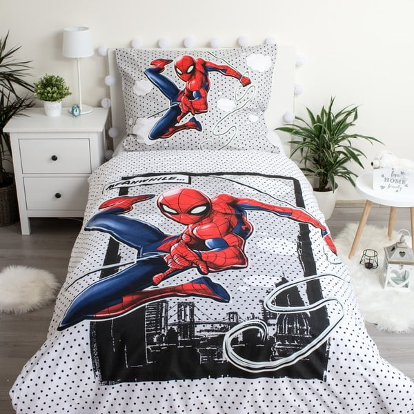 Medvilninė vaikiška viengulė patalynė su švytinčiu efektu 140x200 cm Spiderman - Jerry Fabrics-image-1