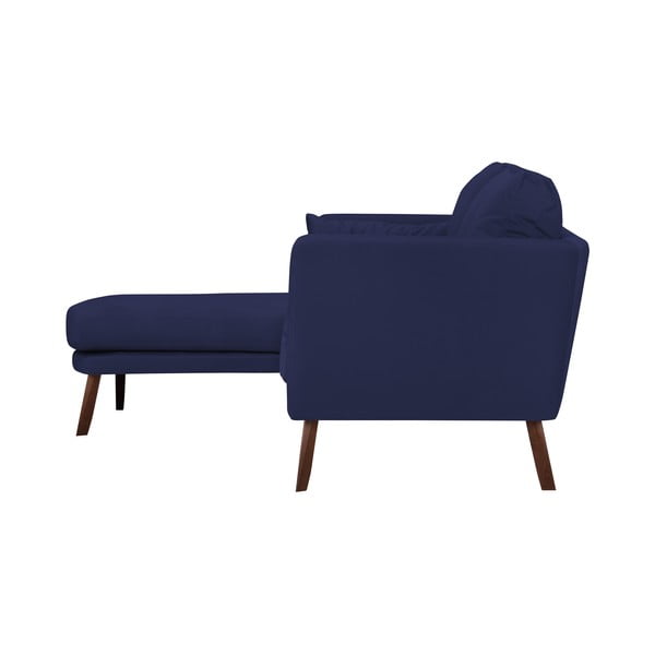 Tamsiai mėlyna trijų vietų sofa "Mazzini Sofas Elena", su šezlongu kairiajame kampe-image-4