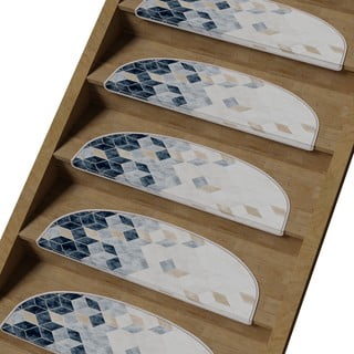 Laiptų kilimėlių rinkiniai baltos spalvos/mėlynos spalvos 16 vnt. 20x65 cm Boxes – Vitaus