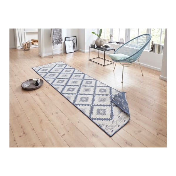 Mėlynos ir kreminės spalvos lauko kilimas NORTHRUGS Malibu, 80 x 250 cm-image-1
