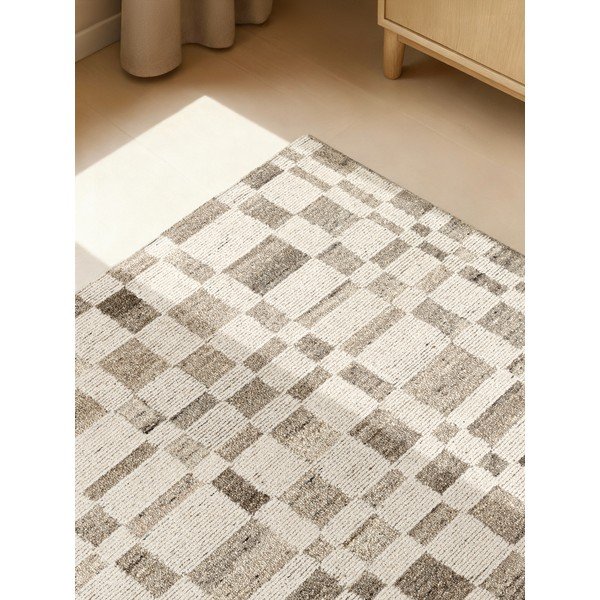 Rankų darbo kreminės spalvos iš vilnos kilimas 200x300 cm Boho 1.0 Structa – Vikosa-image-3