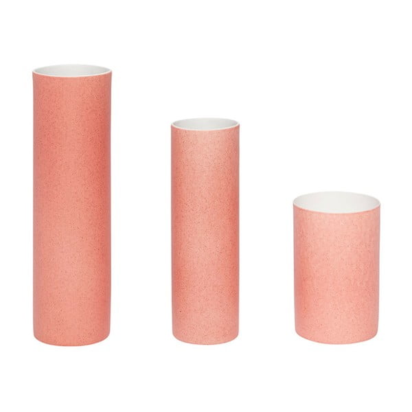 3 rožinių vazų rinkinys "Hübsch Tycho