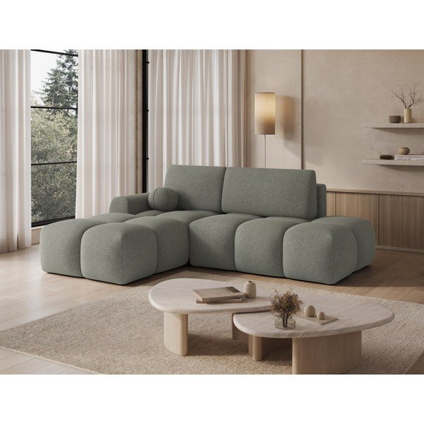 Žalios spalvos sulankstoma/su sandėliavimo vieta kampinė sofa iš boucle (su kairiuoju kampu/su gultu) Vittario – ELTAP-image-2