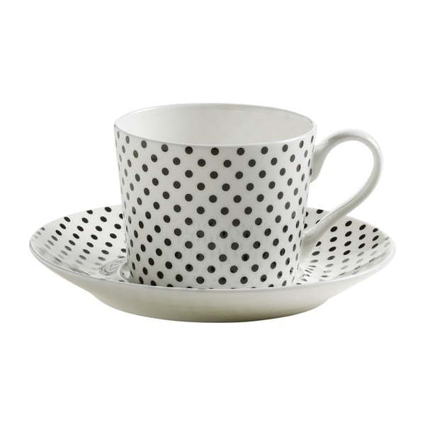 "Maxwell & Williams Art Deco Dots" kaulinio porceliano puodelis ir lėkštutė, 270 ml