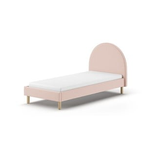 Viengulė audiniu dengta lova rožinės spalvos su lovos grotelėmis 90x200 cm MOON – Vipack