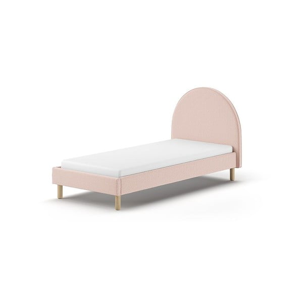 Viengulė audiniu dengta lova rožinės spalvos su lovos grotelėmis 90x200 cm MOON – Vipack