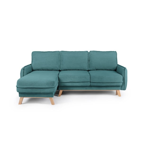 Sulankstoma (kintama) kampinė sofa turkio spalvos iš kordinio velveto Tori – Bonami Selection