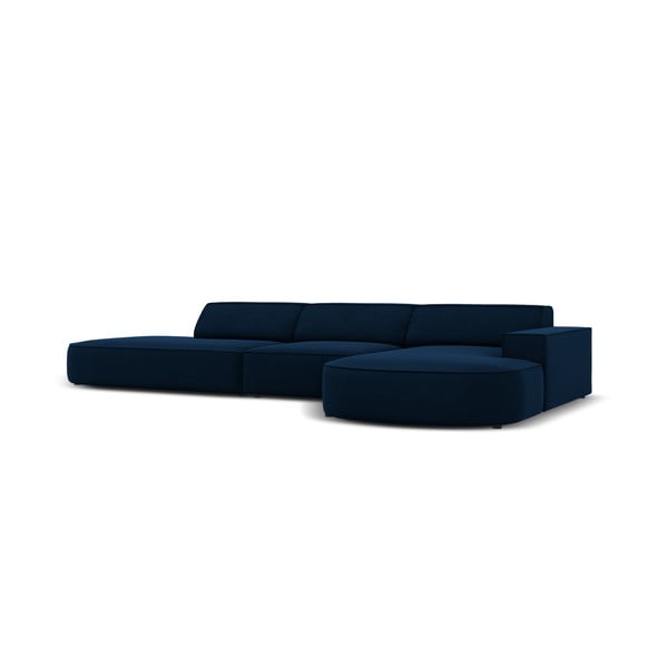 Mėlyno aksomo kampinė sofa (dešinysis kampas) Jodie - Micadoni Home-image-3