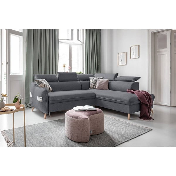 Sulankstoma kampinė sofa tamsiai pilkos spalvos (su dešiniuoju kampu) Sweet Harmony – Miuform-image-1
