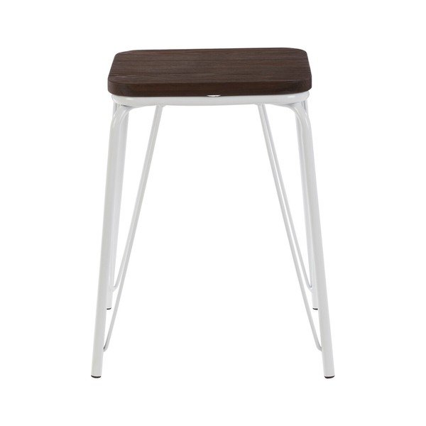 Baltos spalvos/tamsios natūralios spalvos iš guobos masyvo taburetė District – Premier Housewares-image-2