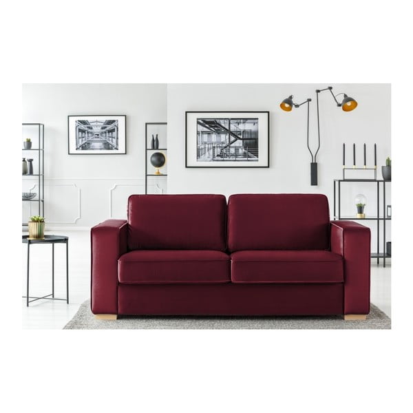 Kosmopolitinio dizaino Čikagos bordo spalvos trijų vietų sofa-image-2