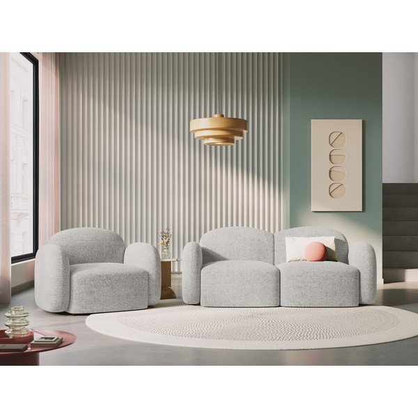 Krėslas šviesiai pilkos spalvos Blair – Micadoni Home-image-1