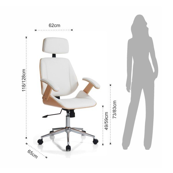 Baltos spalvos iš dirbtinės odos biuro kėdė Visby – Tomasucci-image-4