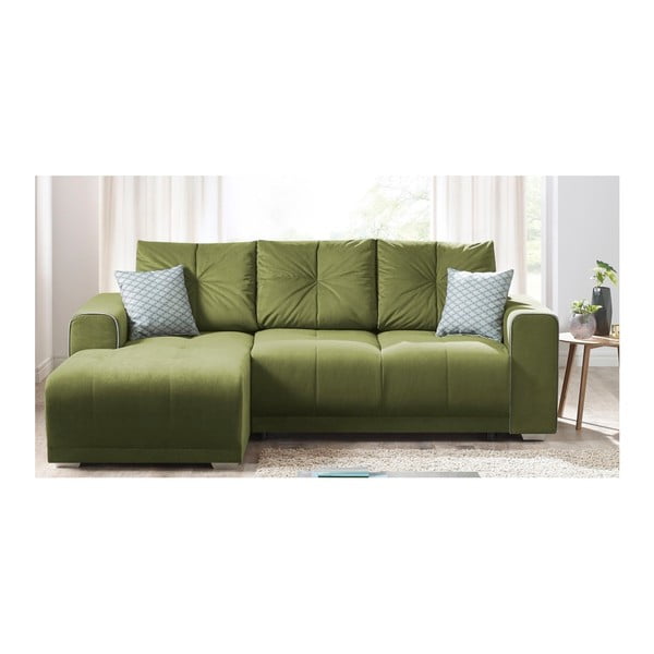 Žalia sofa lova Bobochic Paris Lisbona, kairysis kampas