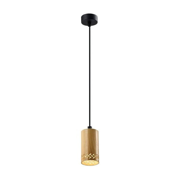 Kabantis šviestuvas juodos spalvos ø 7 cm su mediniu gaubtu Tubo – Candellux Lighting
