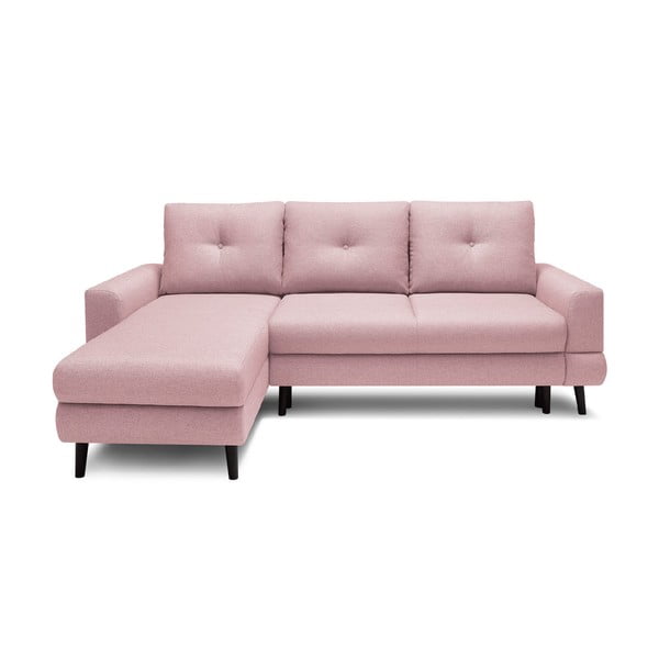 Šviesiai rožinė "Bobochic Paris Calanque" kampinė sofa-lova, kairysis kampas