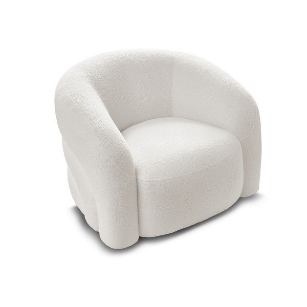Baltos spalvos pasukamas krėslas iš boucle Elina – Bobochic Paris-image-3