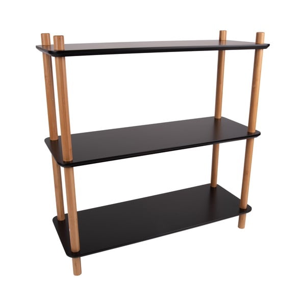 Juoda lentyna su bambukinėmis kojelėmis Leitmotiv spintelė Simplicity, 80 x 82,5 cm-image-2