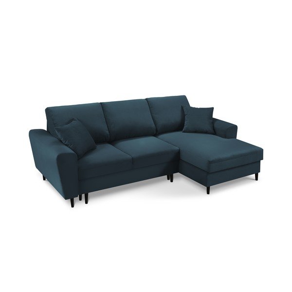 Tamsiai mėlyna kampinė sofa-lova Kooko Home Jazz, dešinysis kampas-image-3