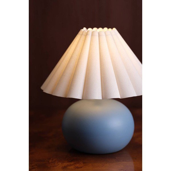 Baltos spalvos/mėlynos spalvos iš keramikos stalinis šviestuvas (aukštis 34 cm) Crasso – Jotex-image-1