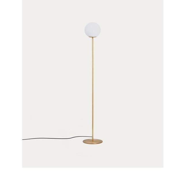 Baltos spalvos/auksinės spalvos pastatomas šviestuvas (aukštis 155 cm) su stiklo gaubtu Brisia – Kave Home-image-4