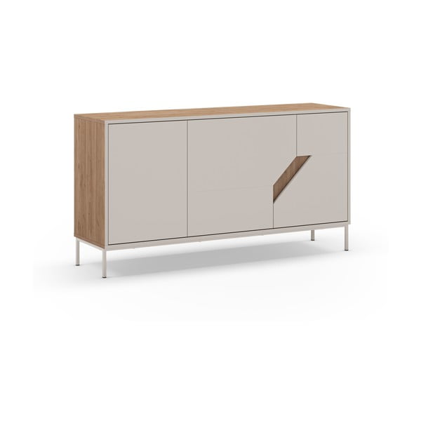 Šoninė spintelė kreminės spalvos/natūralios spalvos iš ąžuolo 150x80x40 cm Lilou – Marckeric