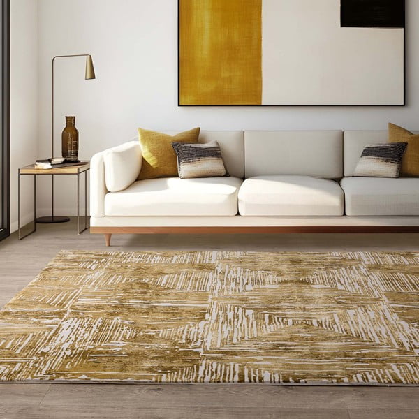 Auksinės spalvos kilimas 120x170 cm Kuza Lines Gold – Asiatic Carpets-image-1