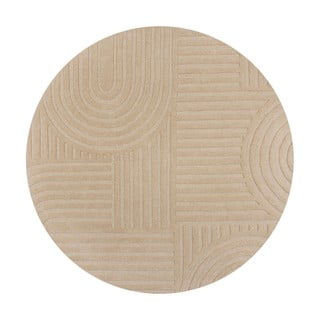 Smėlio spalvos vilnonis apvalus kilimas ø 160 cm Zen Garden - Flair Rugs