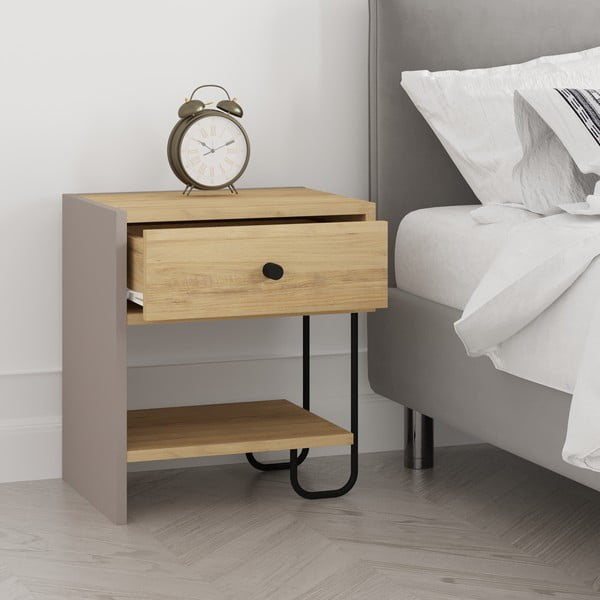 Naktinis staliukas iš ąžuolo su lentynomis Saturne – Marckeric-image-2