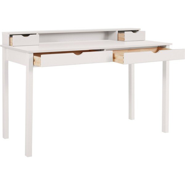 Baltas darbo stalas iš pušies medienos su lentyna Støraa Gava-image-2