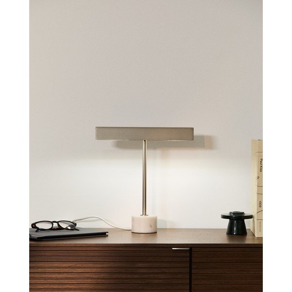 Sidabrinės spalvos iš metalo stalinis šviestuvas (aukštis 32,5 cm) Lynor – Kave Home-image-1