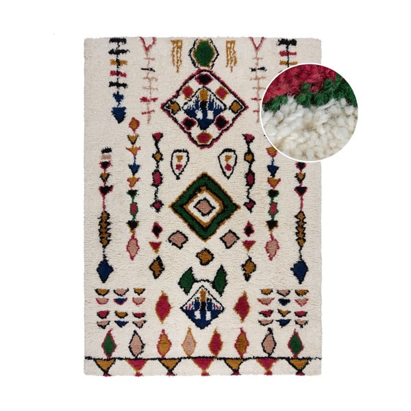 Rankų darbo iš vilnos kilimas kreminės spalvos 160x230 cm Moroccan Fes – Flair Rugs