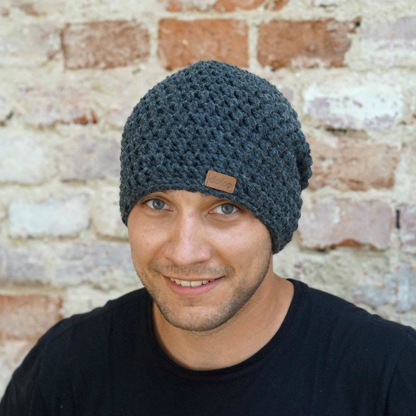 Tamsiai pilka rankomis megzta kepurė DOKE Night-image-1