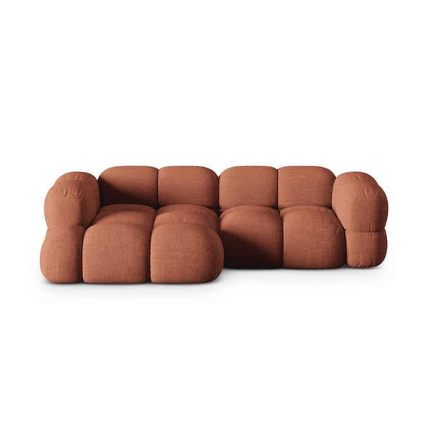 Raudonos plytų spalvos kampinė sofa (su kairiuoju kampu/su gultu) Loretto – Cosmopolitan Design