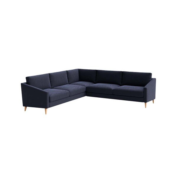 Kampinė sofa tamsiai mėlynos spalvos iš velveto Karoto – Ame Yens-image-2