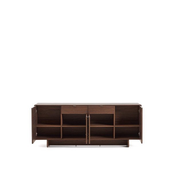 Tamsiai rudos spalvos šoninė spintelė iš riešutmedžio 194,5x78x45 cm Norlen – Kave Home-image-3