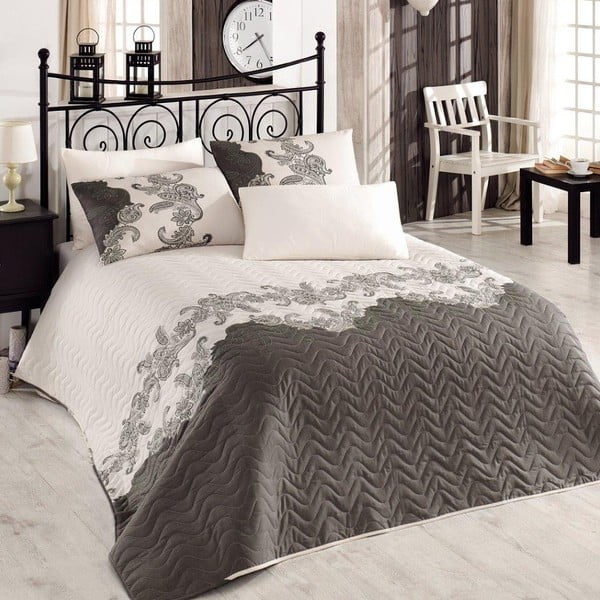 Smėlio spalvos dygsniuota lovatiesė su pagalvių užvalkalais Scarletta, 200 x 220 cm