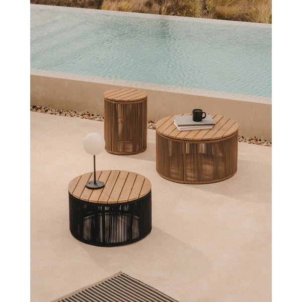 Apvalios formos sodo kavos staliukas su akacijos stalviršiu ø 70 cm Dandara – Kave Home-image-1