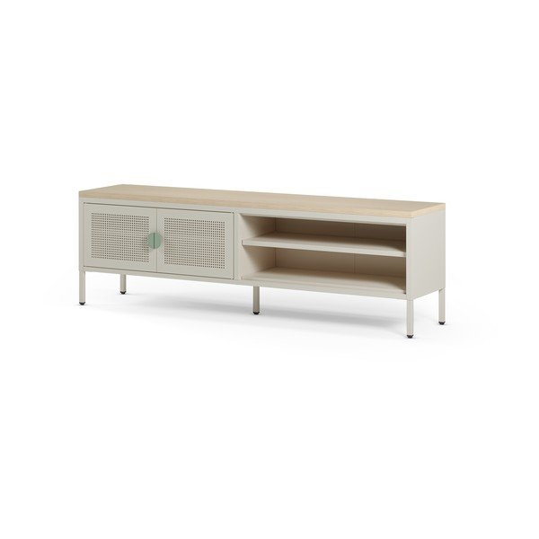 Kreminės spalvos/natūralios spalvos iš metalo TV spintelė 160x50x35 cm Sayla – Marckeric-image-4