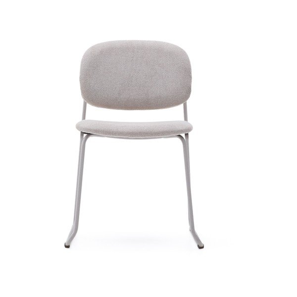 Smėlio spalvos iš metalo galima dėti viena ant kitos valgomojo kėdė Meli – Kave Home-image-2