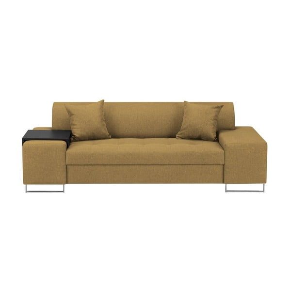 Medaus geltonumo sofa su sidabrinėmis kojomis "Cosmopolitan Design Orlando", 220 cm