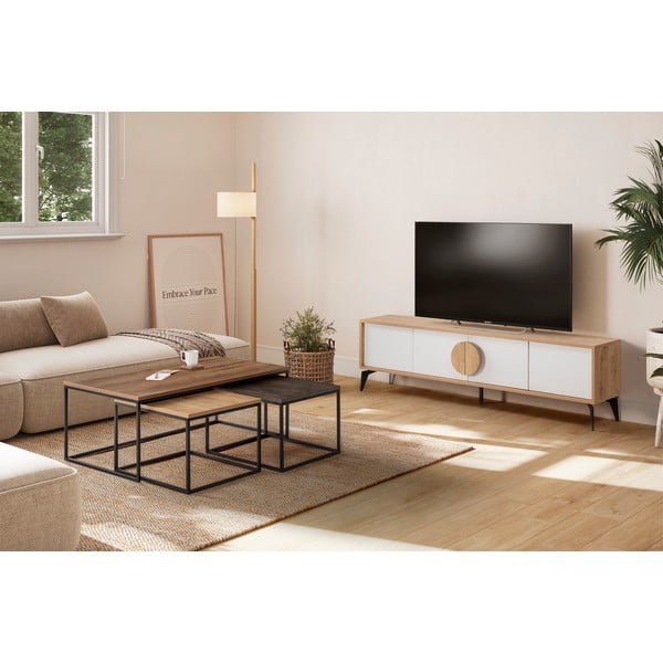 Kavos staliukai natūralios spalvos 3 vnt. 60x110 cm Camelia – Marckeric-image-1