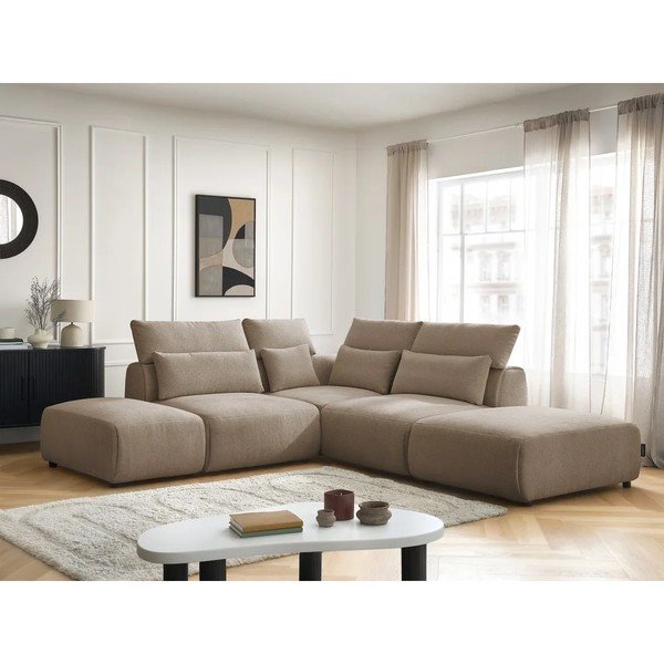 Taupe spalvos reguliuojama modulinė kampinė sofa Jana – Bobochic Paris-image-1
