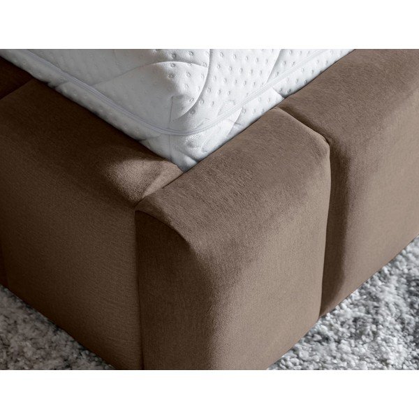 Šviesiai rudos spalvos dvigulė lova dengta audiniu su sandėliavimo vieta su lovos grotelėmis 140x200 cm Lamica – ELTAP-image-4