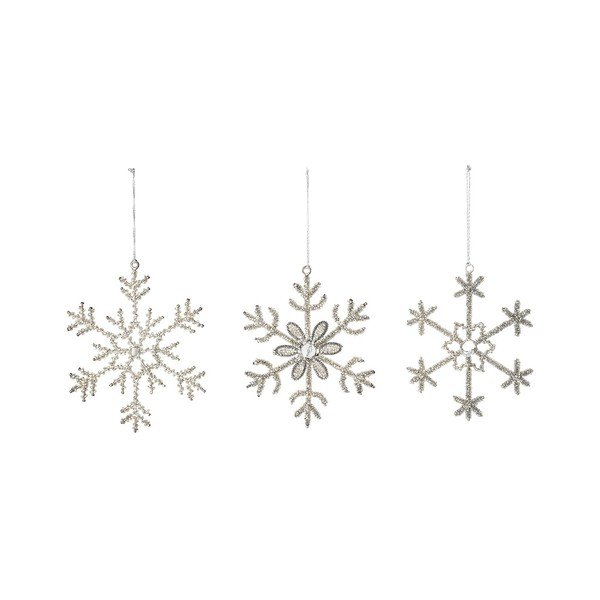 3 kalėdinių snaigių formos papuošalų rinkinys Bloomingville Ornamentas