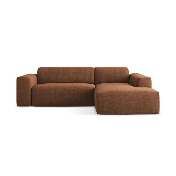 Terakotos spalvos kampinė sofa (su dešiniuoju kampu/su gultu) Keli – Makamii